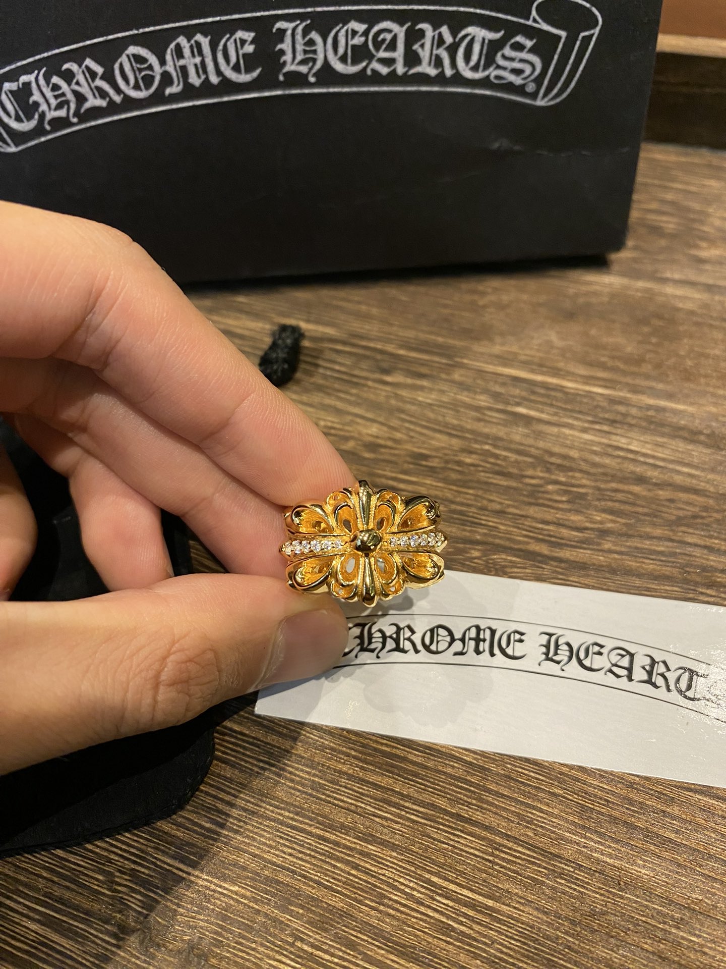 Ring, Custom Gold-Plated Diamond Setting