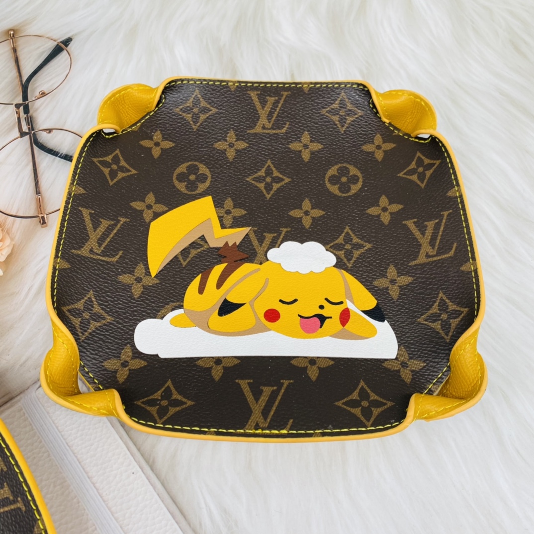 Pikachu leather card holder, front view