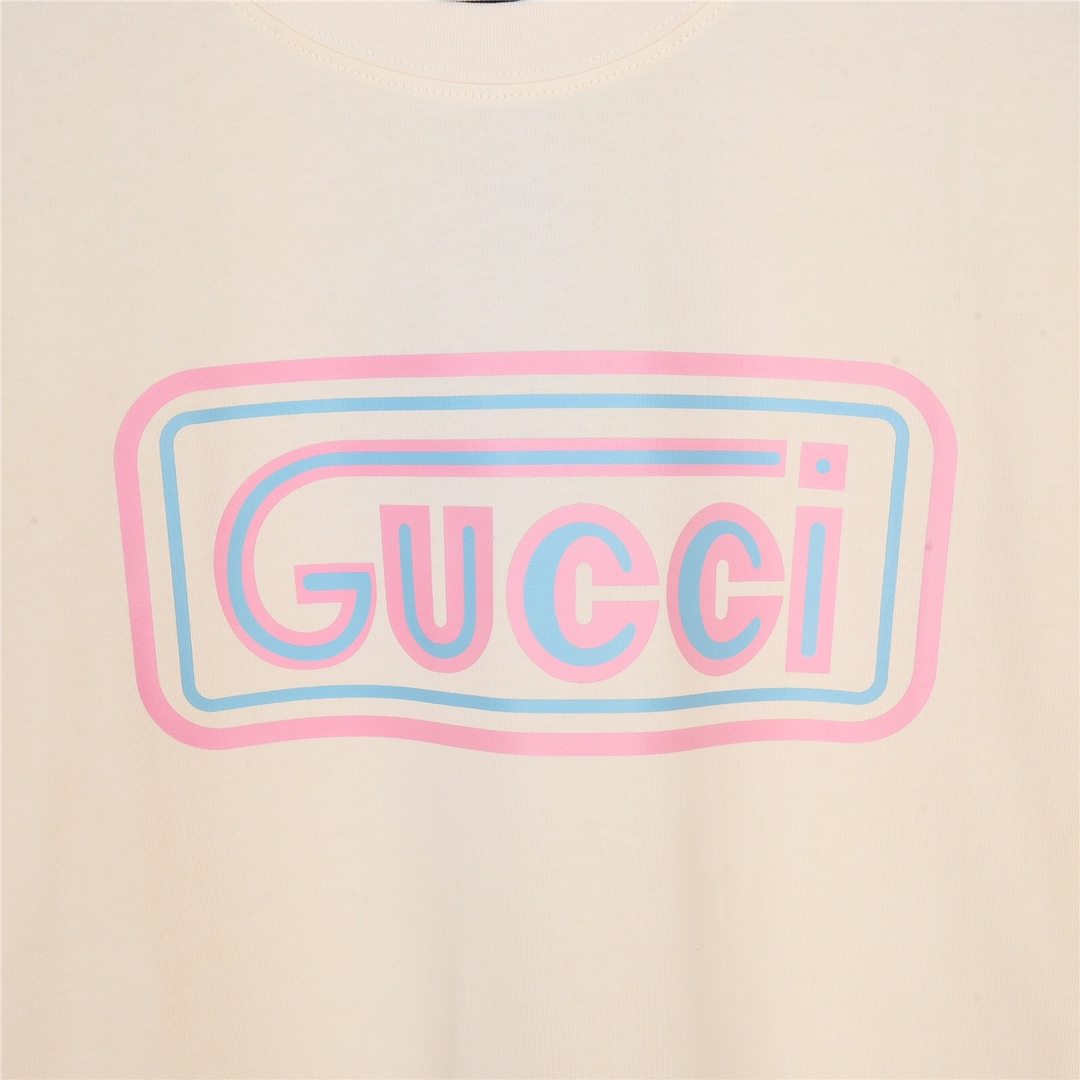 GUCCI/古驰 23ss夏季迷宫字母logo印花短袖T恤