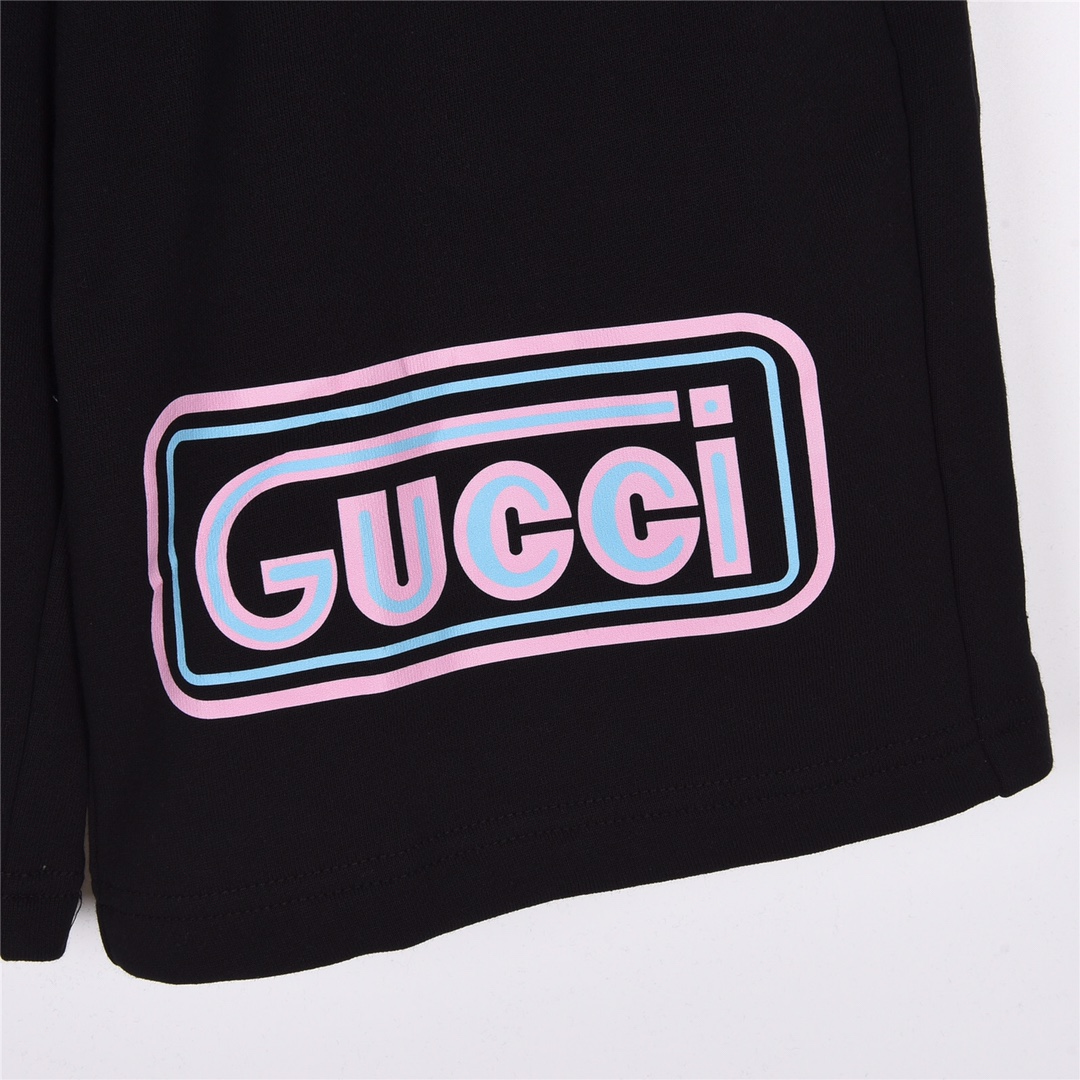 GUCCI/古驰 23ss夏季新款简约紫兰字母logo印花短裤