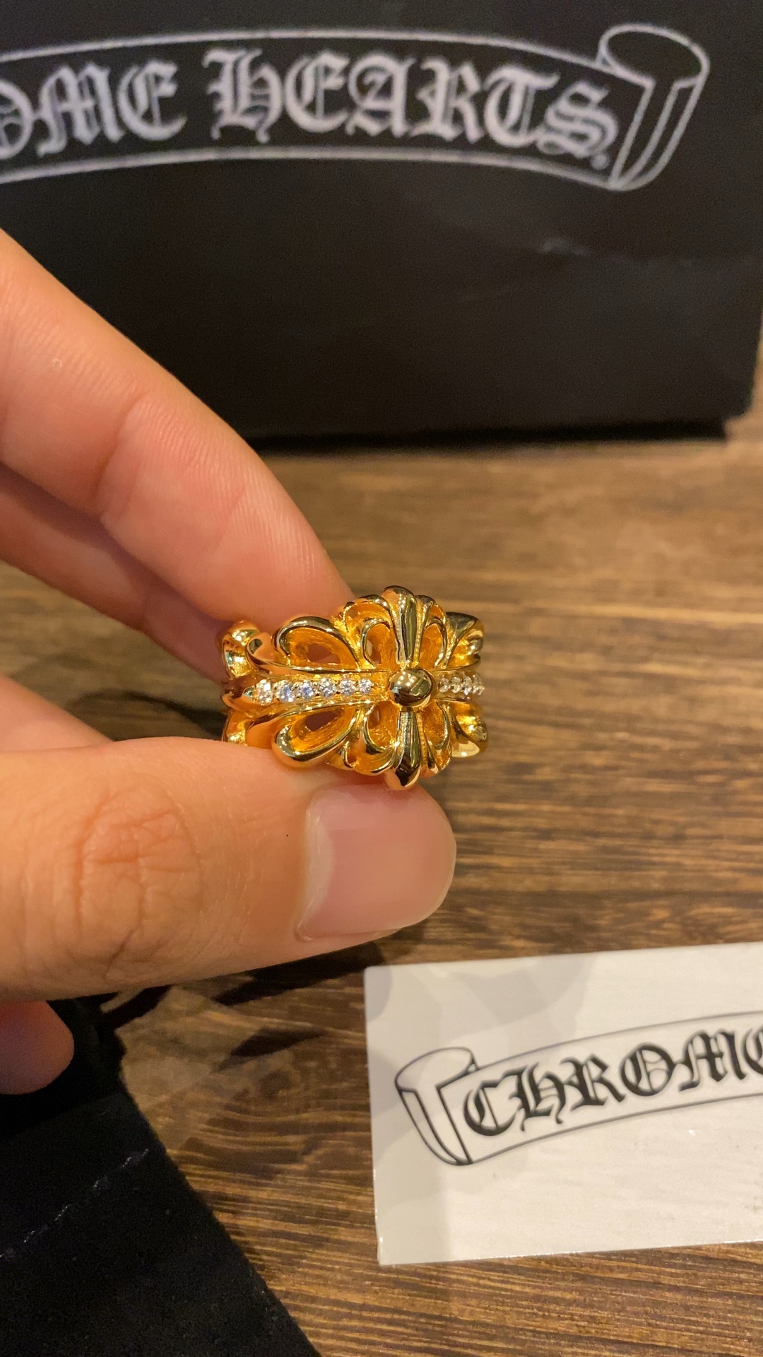 Ring, Custom Gold-Plated Diamond Setting