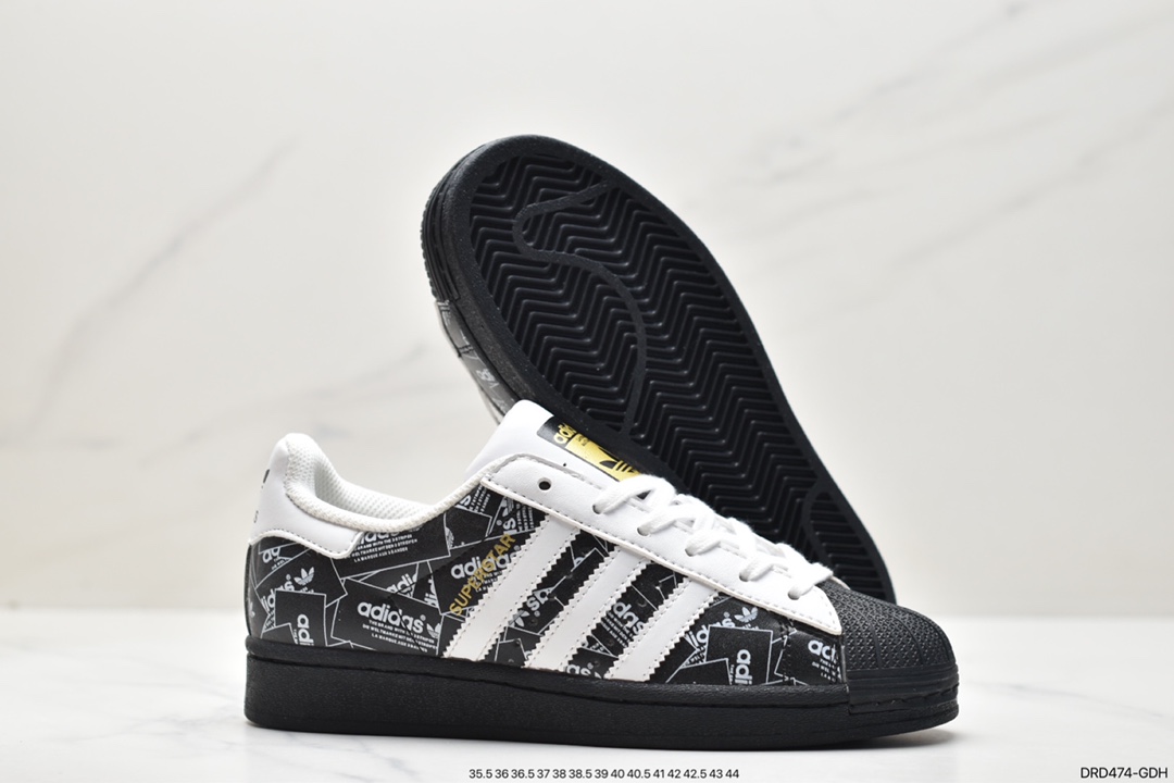 adidas Clover Originals Superstar ”White/Black/Gold” shell toe classic versatile casual sports sneakers FV2819