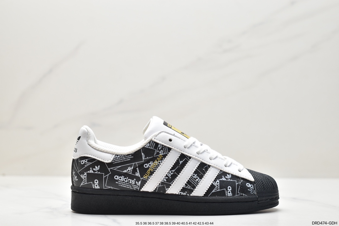 adidas Clover Originals Superstar ”White/Black/Gold” shell toe classic versatile casual sports sneakers FV2819