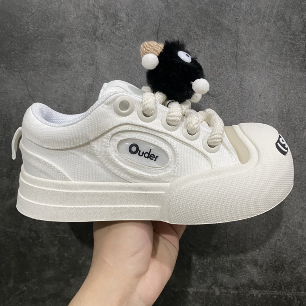 [Guan-made version] Ouder super cute ugly shoes with open smile and cute shoes in pure white color 2023 spring and summer new products