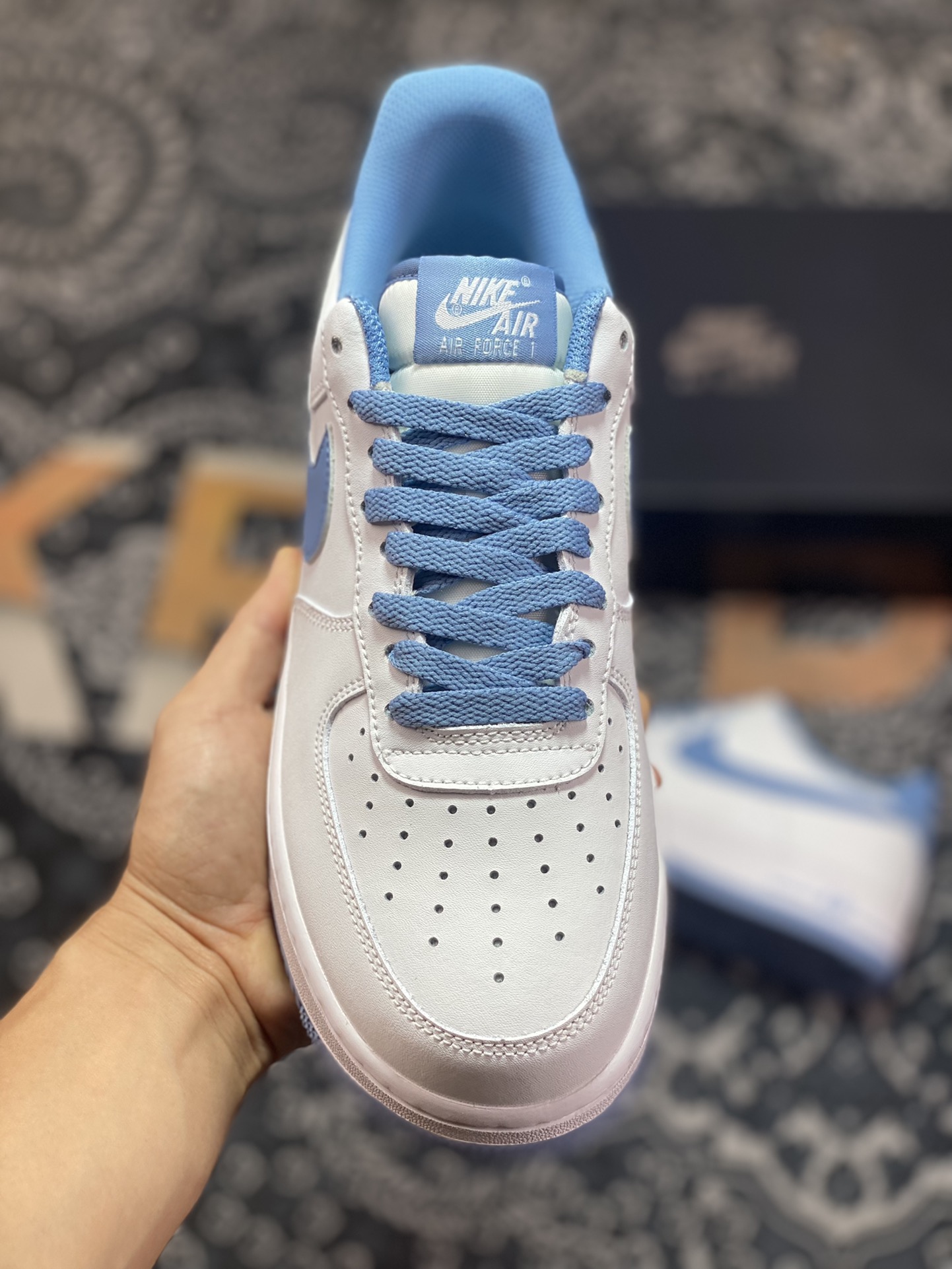 Nike Air Force 1'07 Low ”White/Denim Blue 3M” Air Force One sneakers ”Leather White Denim Blue Reflective Hooks” JX2696-852