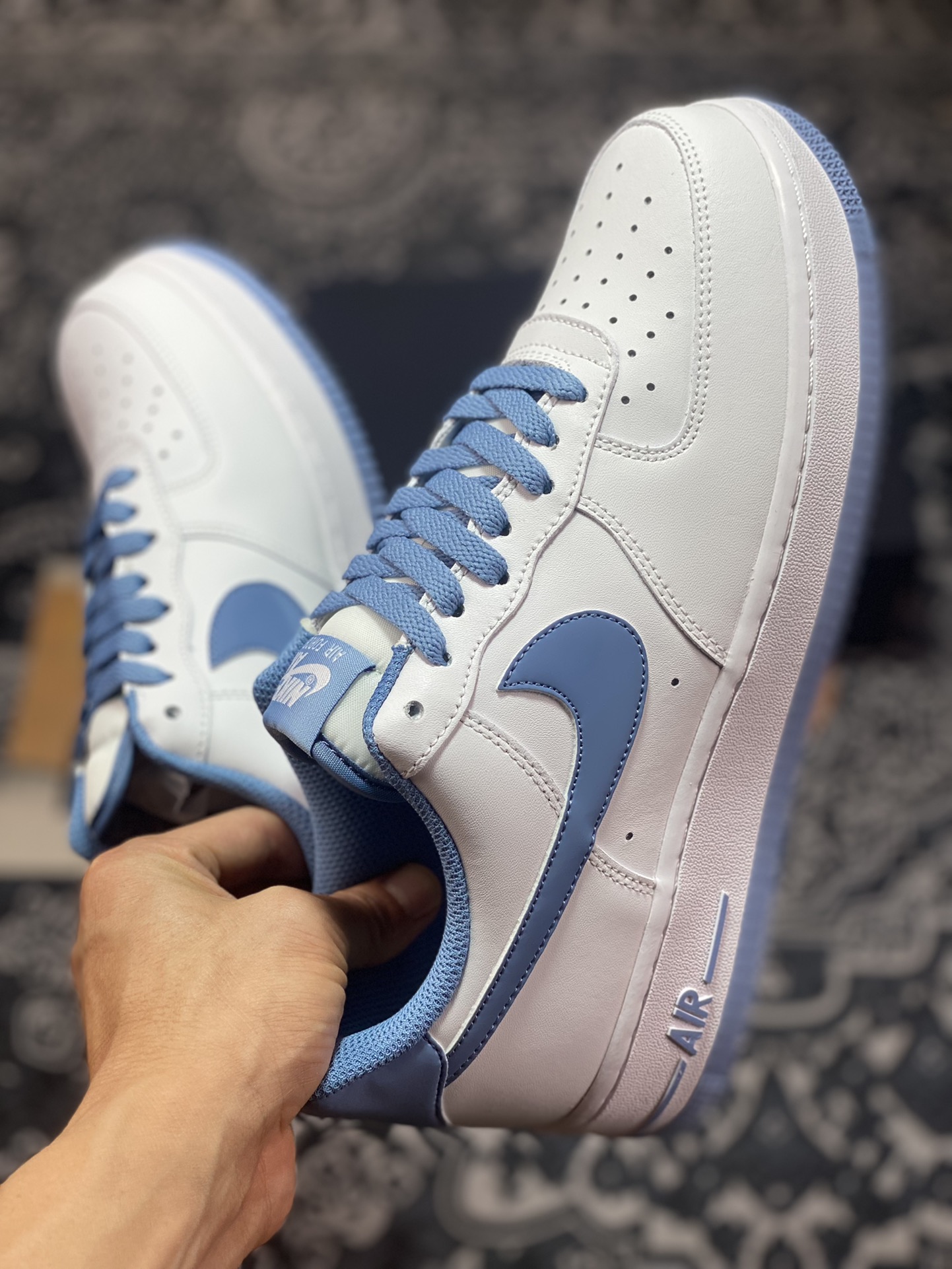 Nike Air Force 1'07 Low ”White/Denim Blue 3M” Air Force One sneakers ”Leather White Denim Blue Reflective Hooks” JX2696-852