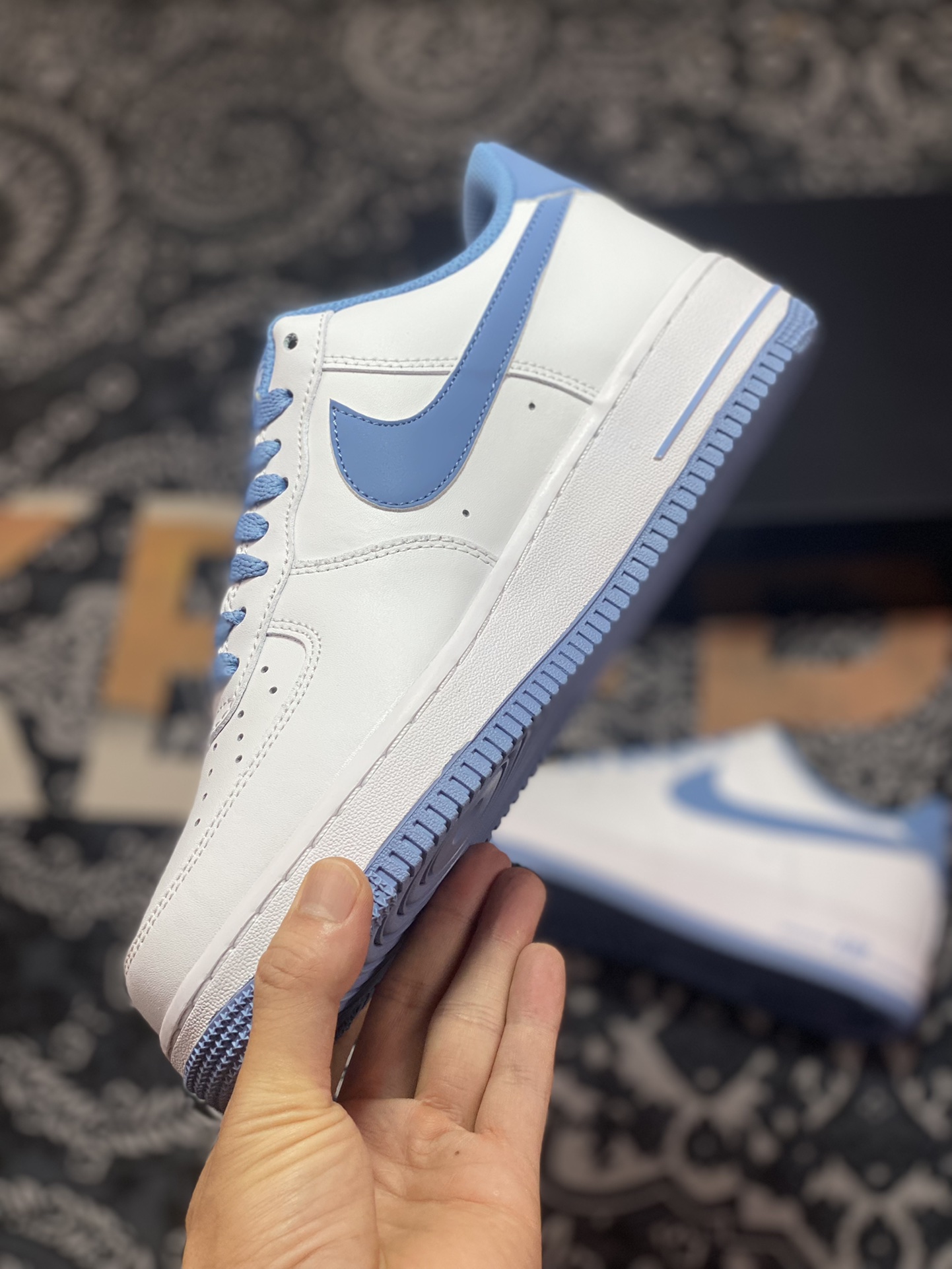 Nike Air Force 1'07 Low ”White/Denim Blue 3M” Air Force One sneakers ”Leather White Denim Blue Reflective Hooks” JX2696-852