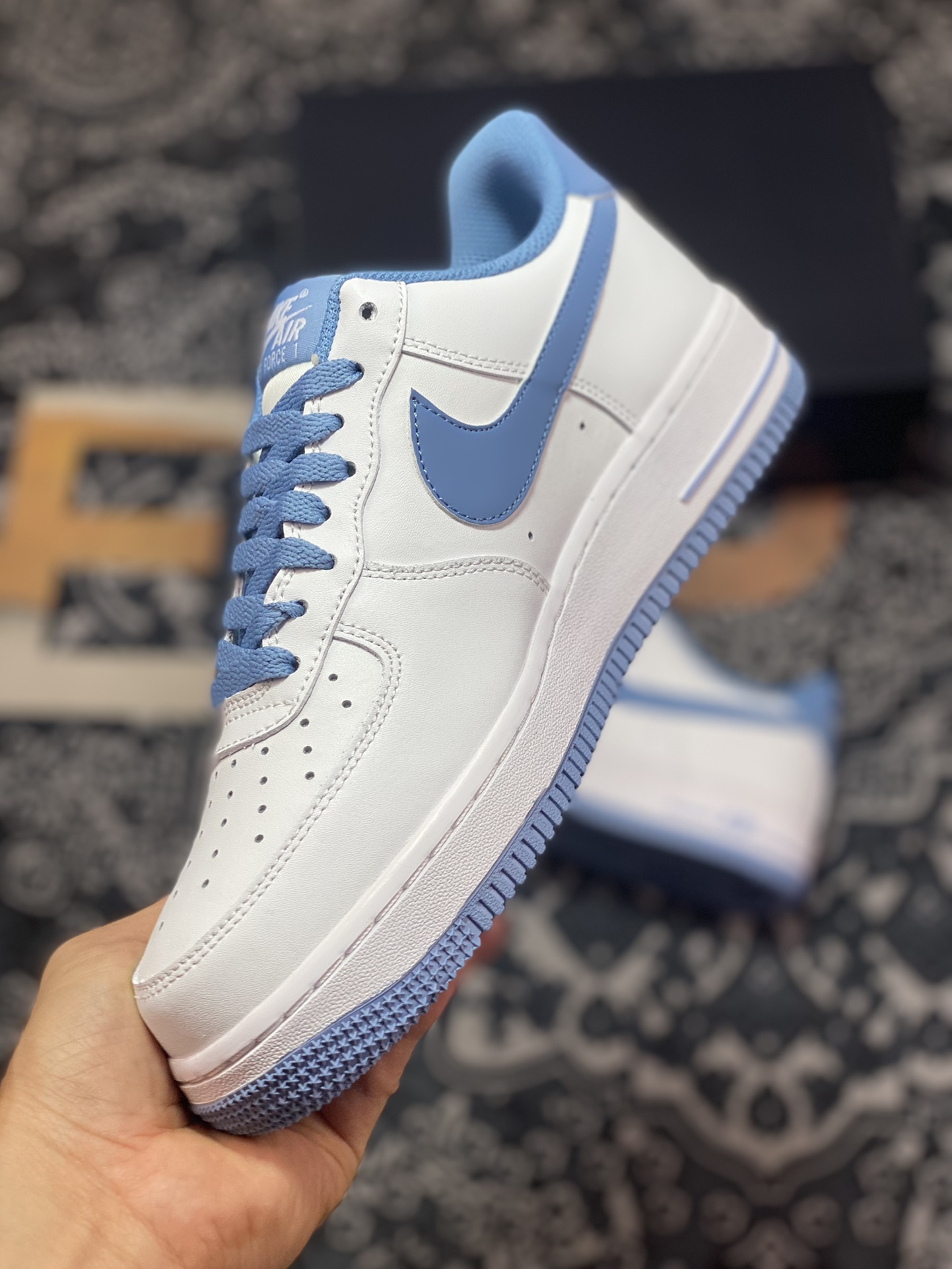 Nike Air Force 1'07 Low ”White/Denim Blue 3M” Air Force One sneakers ”Leather White Denim Blue Reflective Hooks” JX2696-852