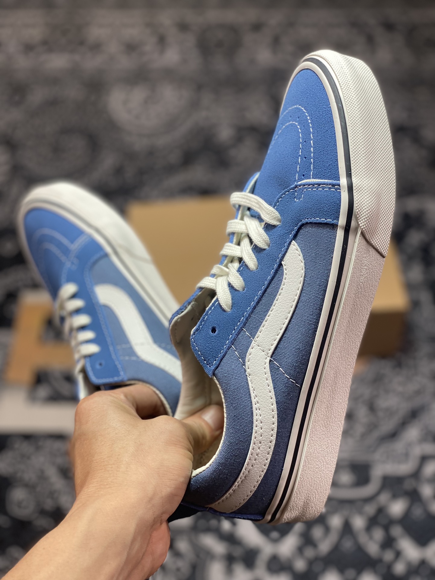 Vans SK8-Low environmentally friendly blue new generation retro contrasting low-cut vulcanized canvas shoes