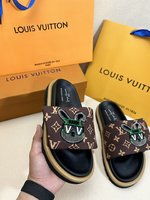 Louis Vuitton Perfect
 Shoes Slippers Printing Rubber Sheepskin