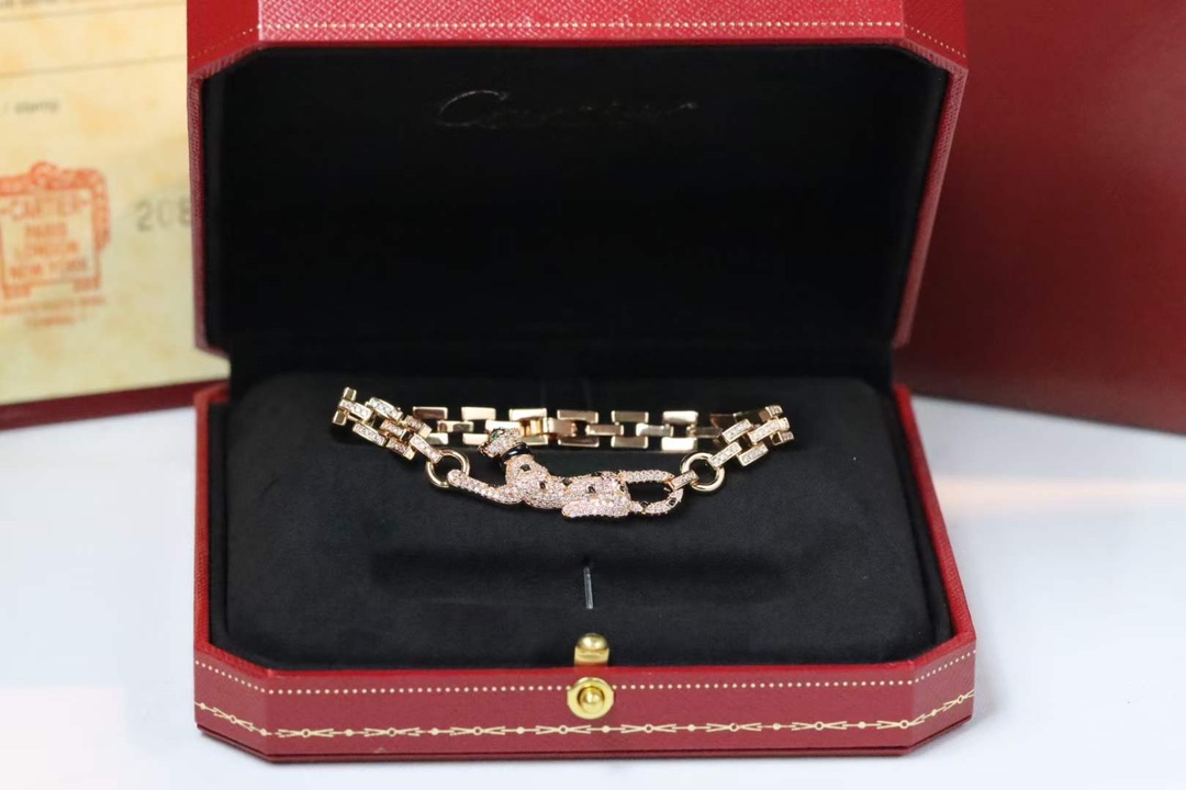 Cartier Cartier 满钻小豹子 竹节手链