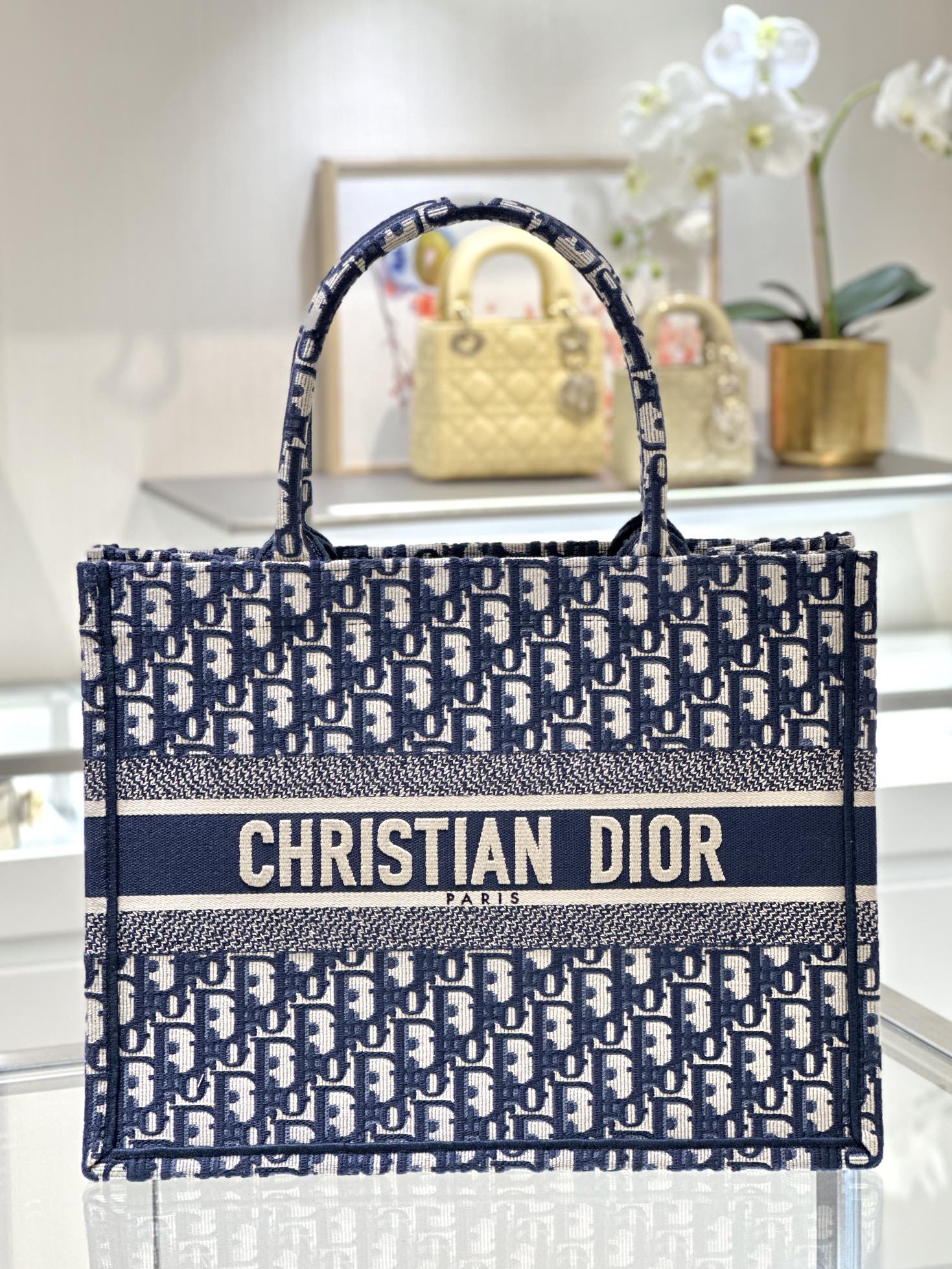 디올 Lady Dior 36cm 블루 오블리크 백 레플리카