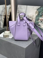 Loewe Hammock Bags Handbags Light Purple Lychee Pattern Cotton Spring Collection