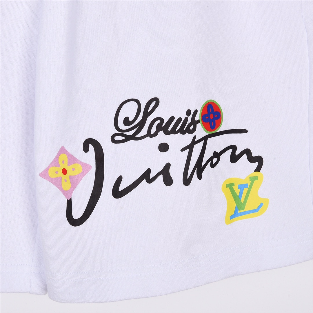 180 Louis Vuitton路易威登23Fw 草写字母Logo印花短裤