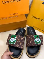Louis Vuitton Shoes Slippers Printing Rubber Sheepskin