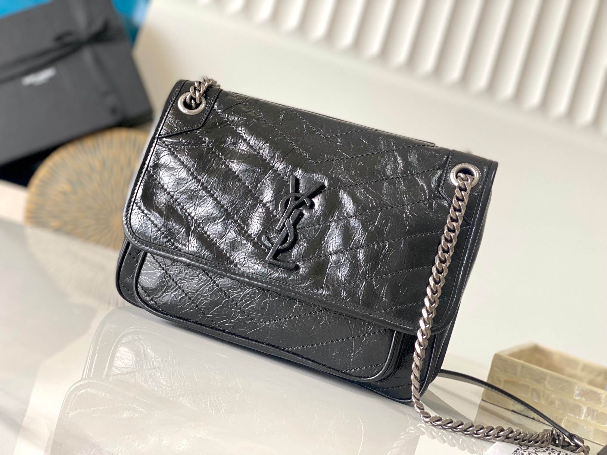 Black Chain Bag Small Quilted Flap