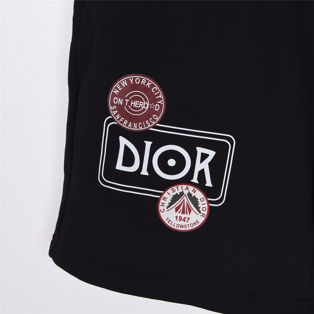 190 DIOR 迪奥2023春夏美式酸洗复古做旧印花图案洗水短裤