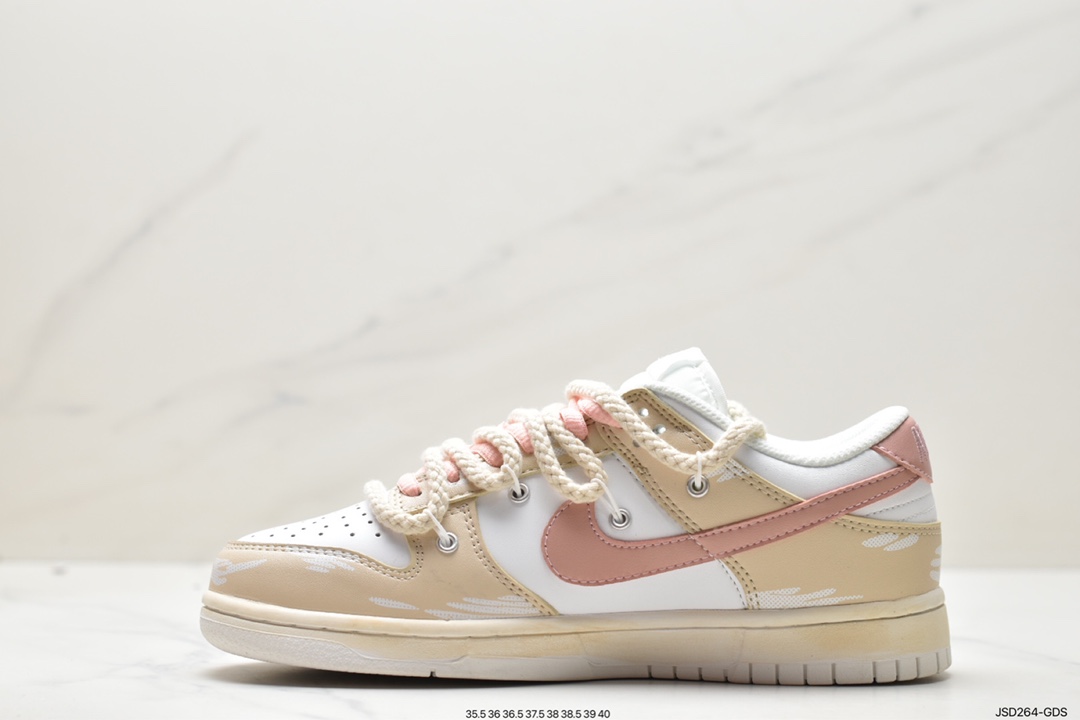 板鞋, Nike Dunk Low, Nike Dunk, NIKE, Dunk Low, Dunk, DD1503-112, DD1503 - 耐克 Nike Dunk Low 玫瑰布贴 时尚复古 防滑耐磨 低帮 休闲板鞋 棕白 DD1503-112