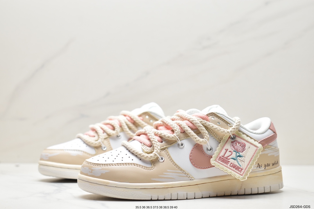 板鞋, Nike Dunk Low, Nike Dunk, NIKE, Dunk Low, Dunk, DD1503-112, DD1503 - 耐克 Nike Dunk Low 玫瑰布贴 时尚复古 防滑耐磨 低帮 休闲板鞋 棕白 DD1503-112