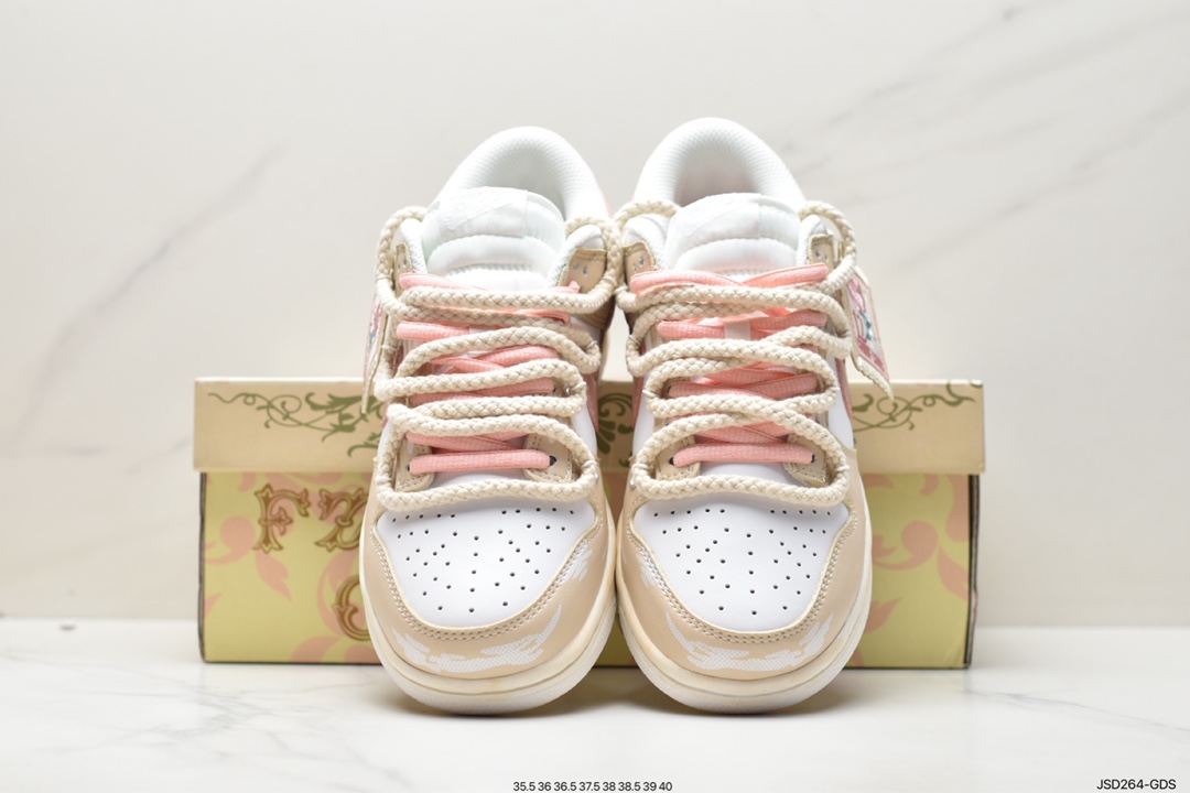 板鞋, Nike Dunk Low, Nike Dunk, NIKE, Dunk Low, Dunk, DD1503-112, DD1503 - 耐克 Nike Dunk Low 玫瑰布贴 时尚复古 防滑耐磨 低帮 休闲板鞋 棕白 DD1503-112