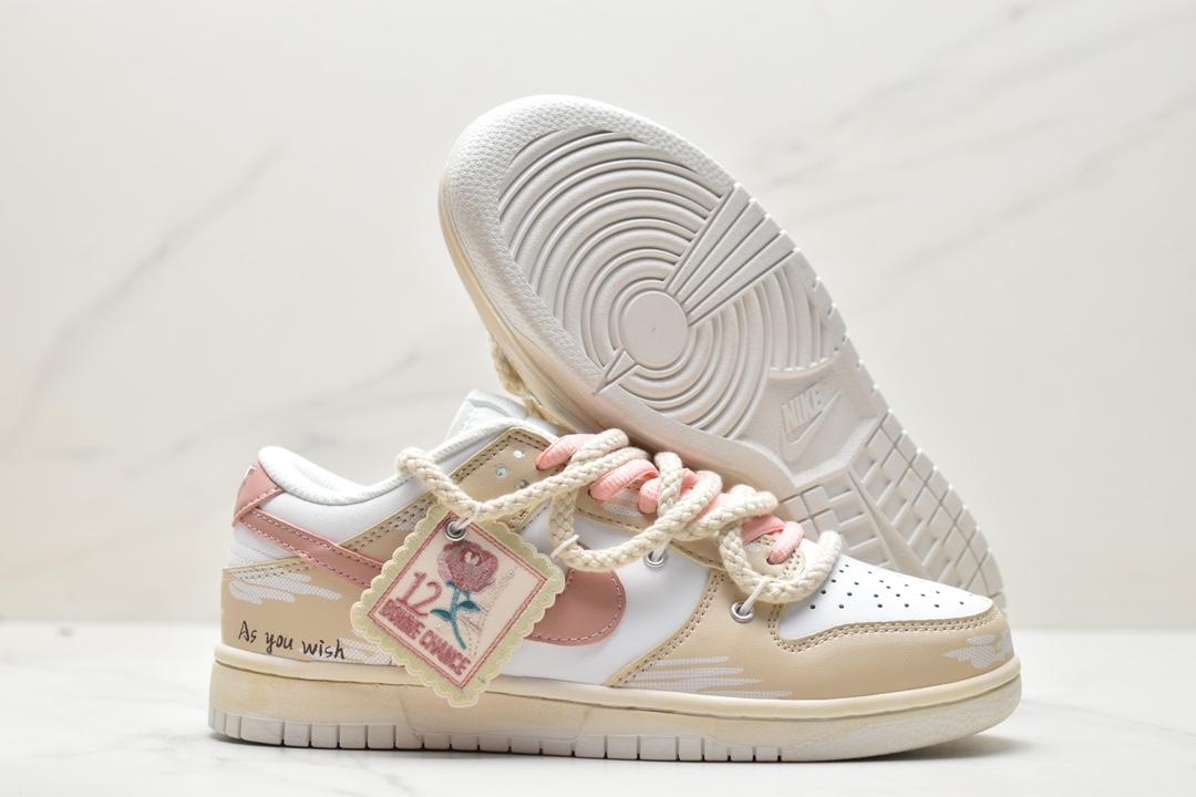 板鞋, Nike Dunk Low, Nike Dunk, NIKE, Dunk Low, Dunk, DD1503-112, DD1503 - 耐克 Nike Dunk Low 玫瑰布贴 时尚复古 防滑耐磨 低帮 休闲板鞋 棕白 DD1503-112