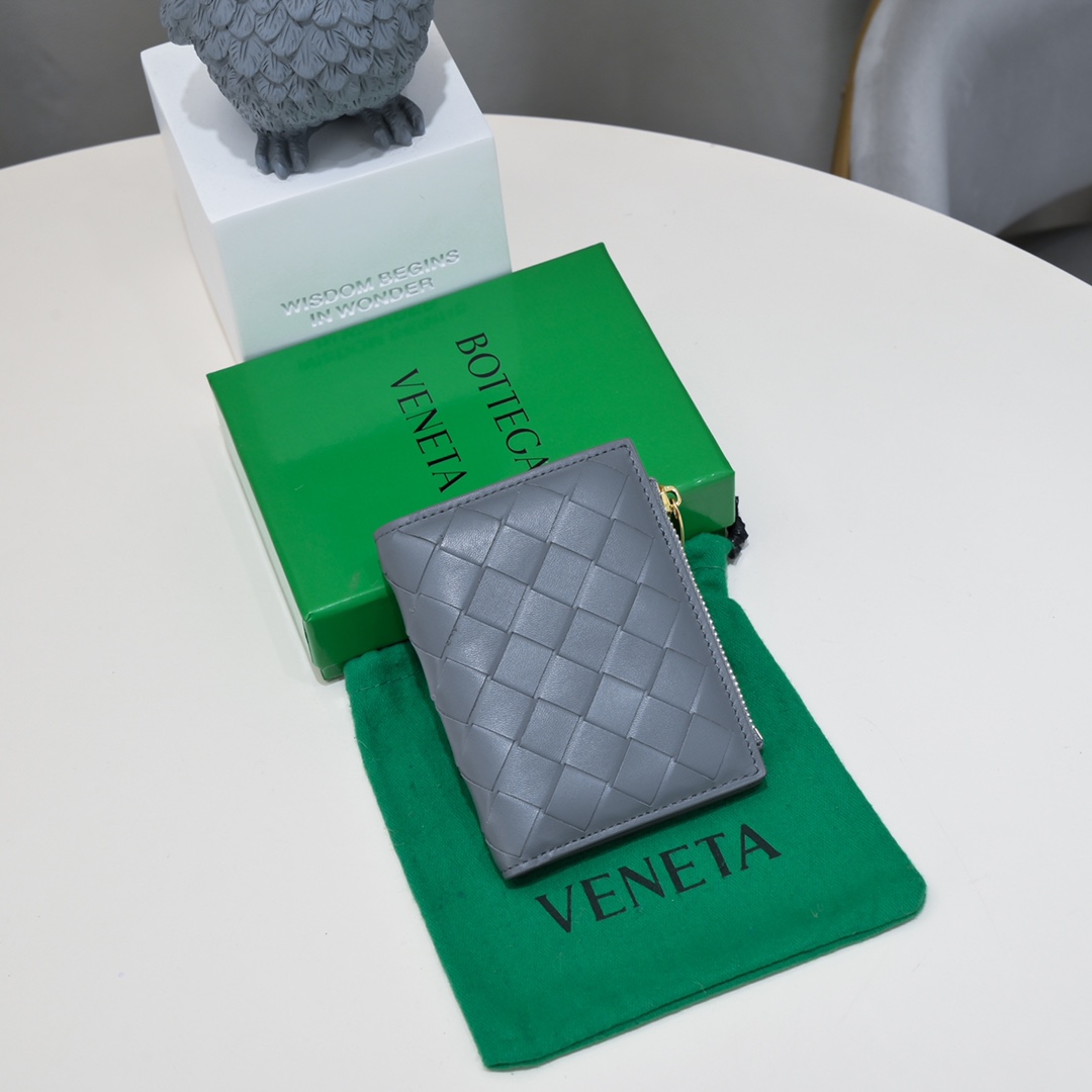 Bottega Veneta Intrecciato Leather Zip Card Case Wallet