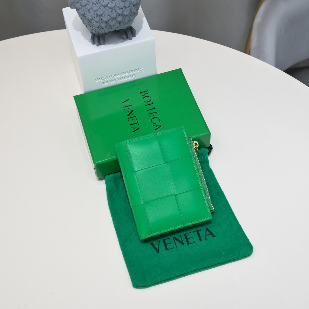 Bottega Veneta Intrecciato Nappa Zip Wallet Card Holder Billfold
