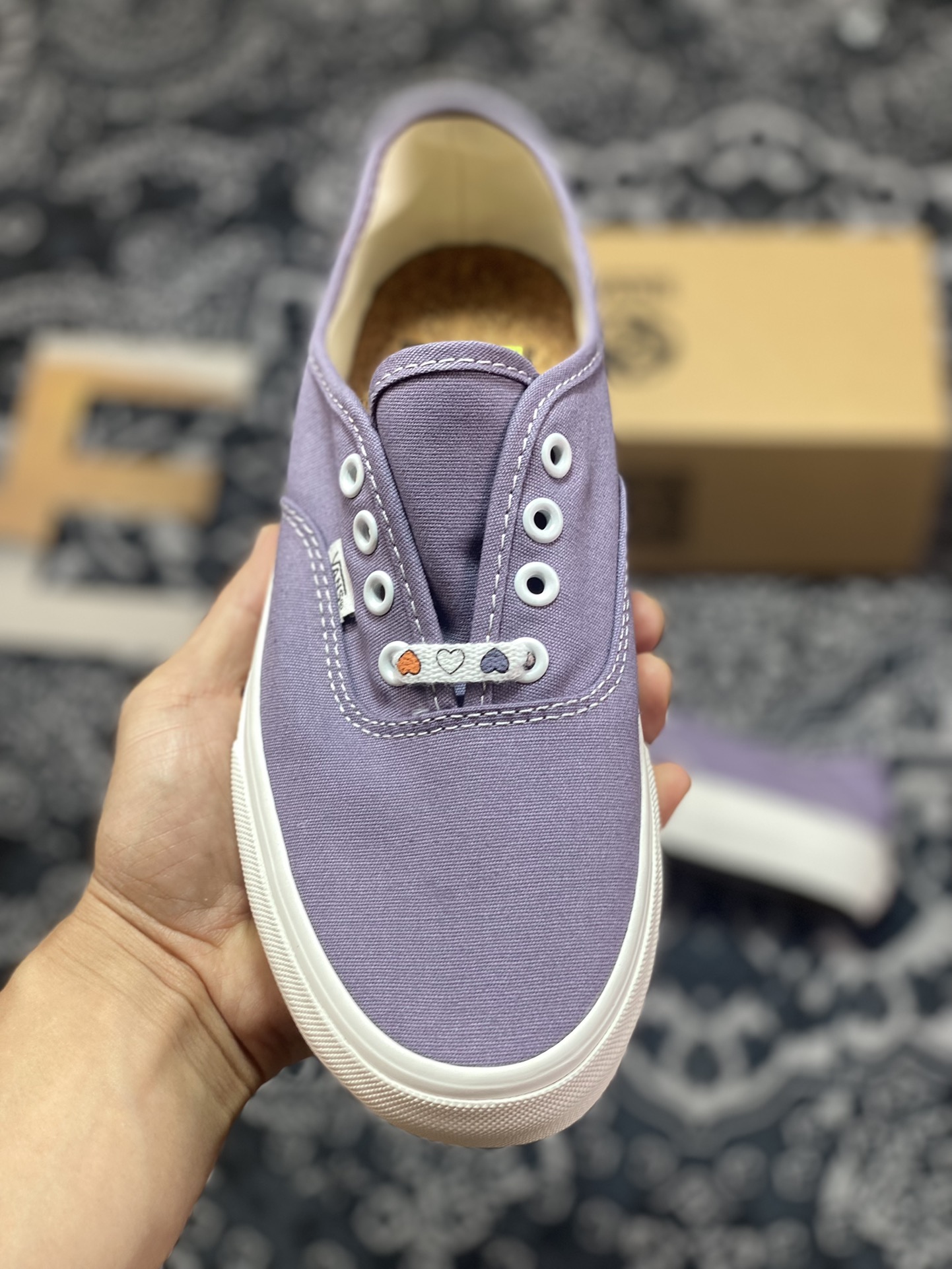 Vans Authentic VR3 environmental protection series Vans official love printed lace casual canvas shoes