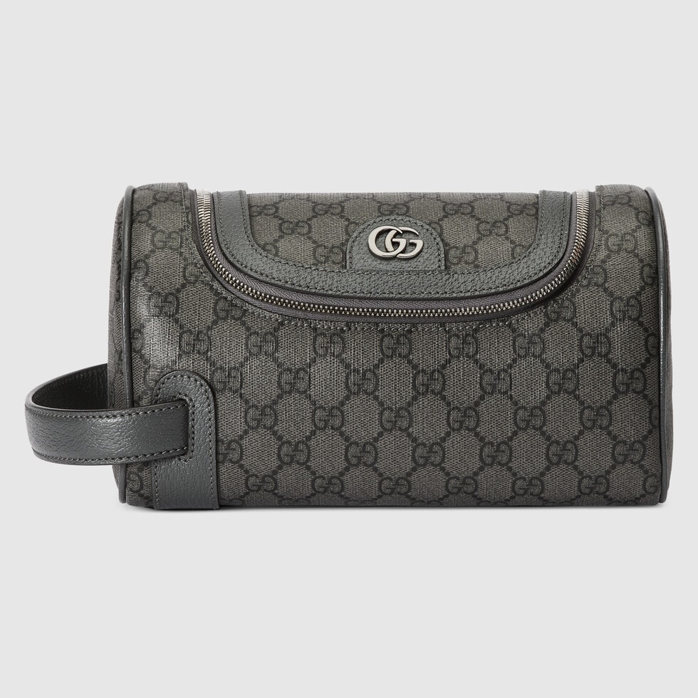 1:1 Replica
 Gucci Ophidia Cosmetic Bags Black Gold Grey Canvas Nylon GG Supreme