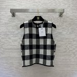 for sale online
 Dior Clothing Shirts & Blouses Tank Top Black White Lattice Damier Azur Knitting Wool Summer Collection