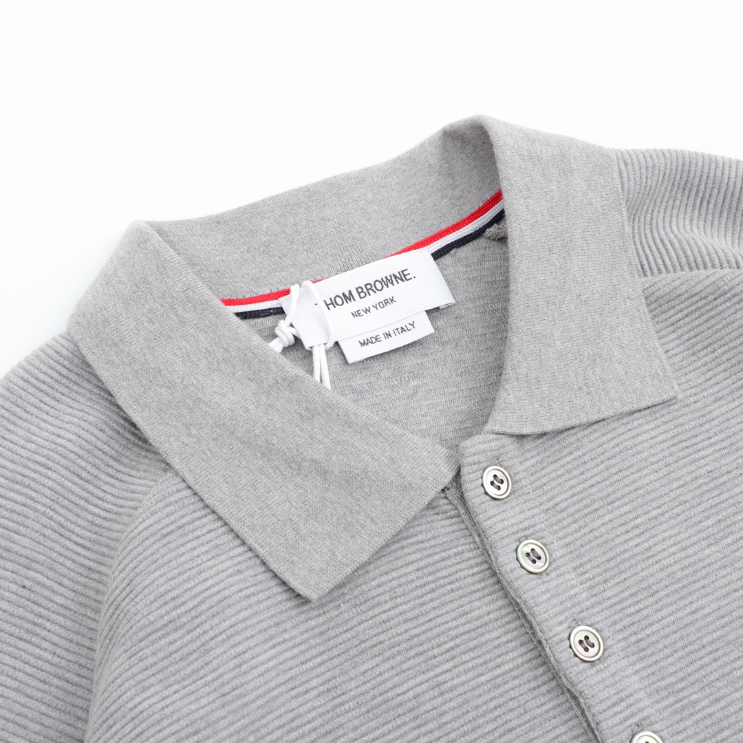 Thom Browne/汤姆布朗 水波纹华夫格polo衫