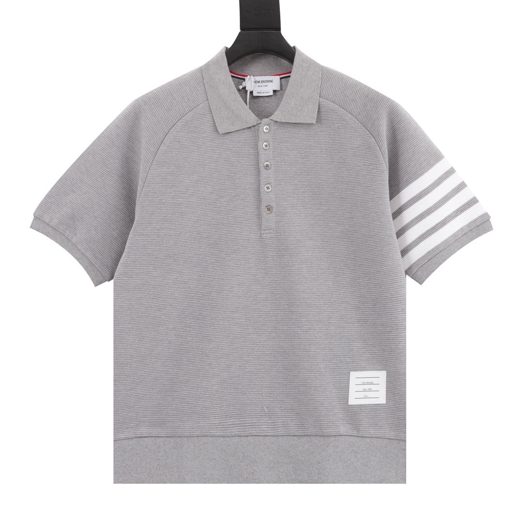 Thom Browne/汤姆布朗 水波纹华夫格polo衫