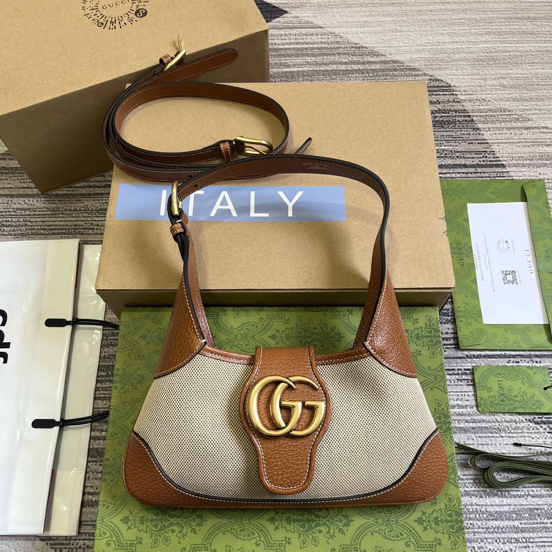 GUCCI Aphrodite Small Crescent-Shaped Shoulder Bag Double G Logo