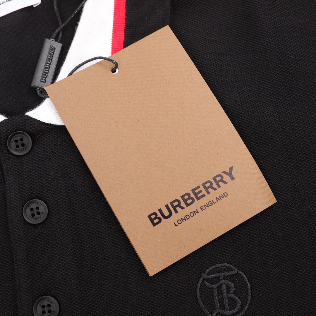 Burberry/巴宝莉 23SS纯色Logo标识图案短袖POLO衫