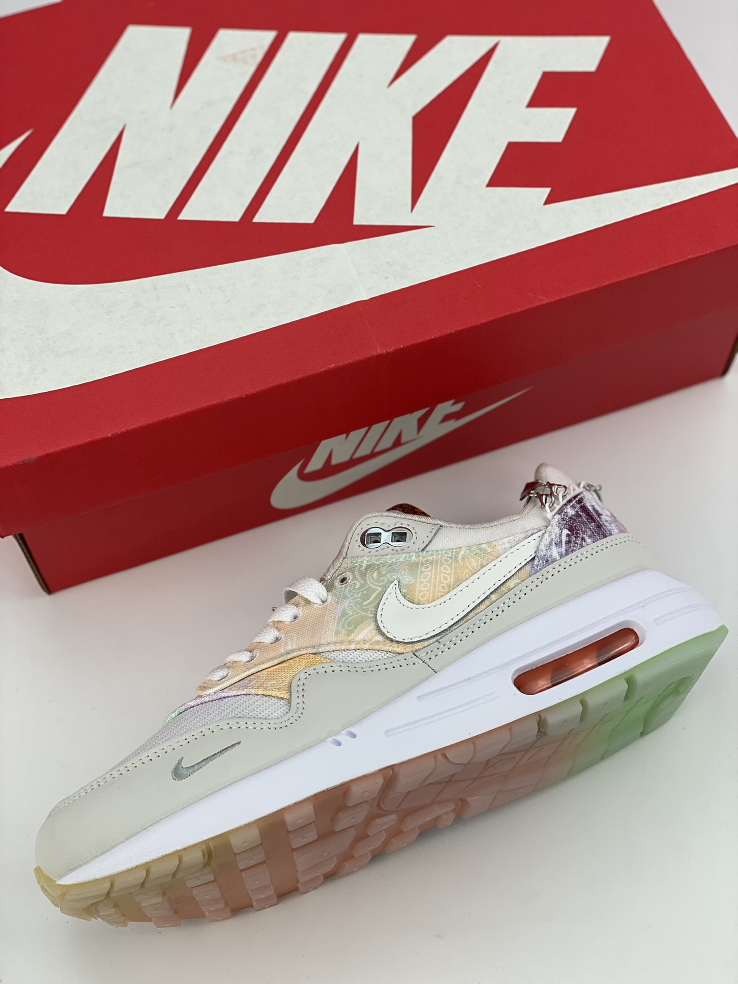 Nike Air Max 1 S white tie-dye retro casual running shoes FJ7734-101