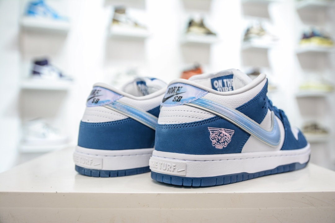 Pure original DUNK white blue jelly hook three-party joint Born xRaised xNike Dunk SB Low Release Date FN7819-400