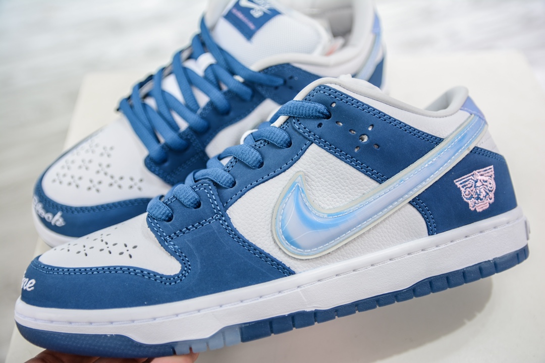 Pure original DUNK white blue jelly hook three-party joint Born xRaised xNike Dunk SB Low Release Date FN7819-400