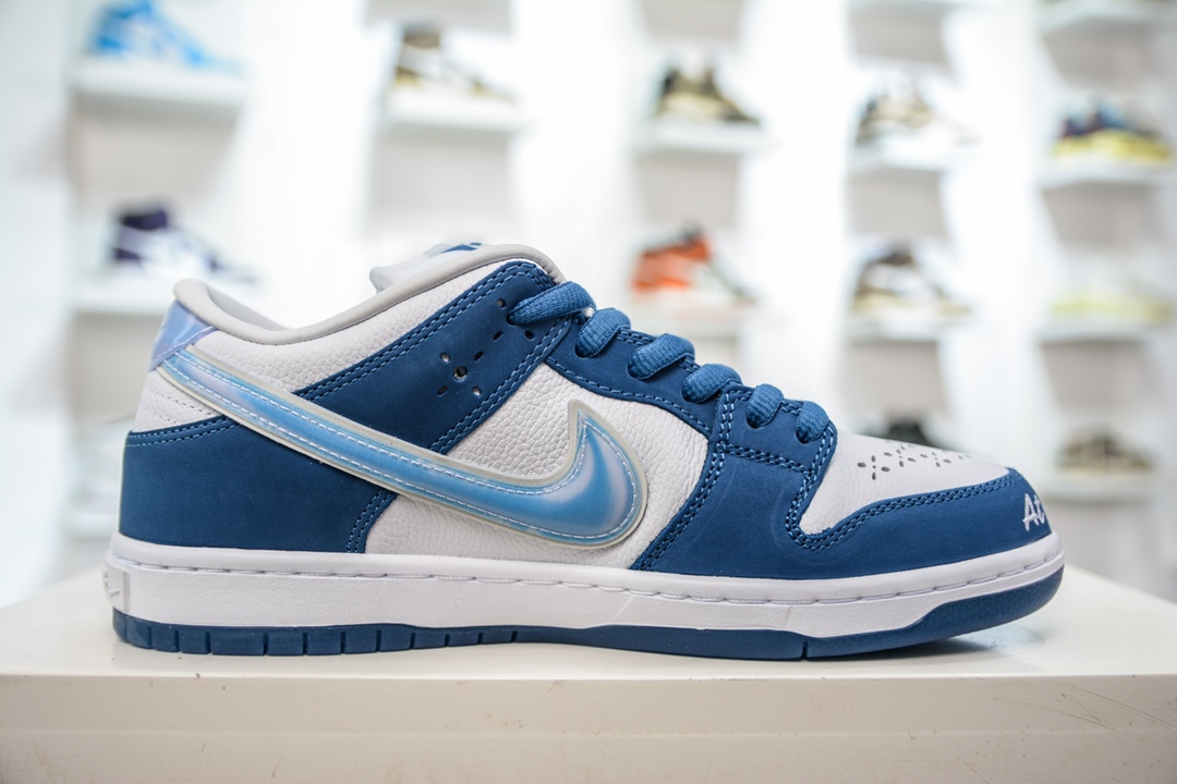 Pure original DUNK white blue jelly hook three-party joint Born xRaised xNike Dunk SB Low Release Date FN7819-400