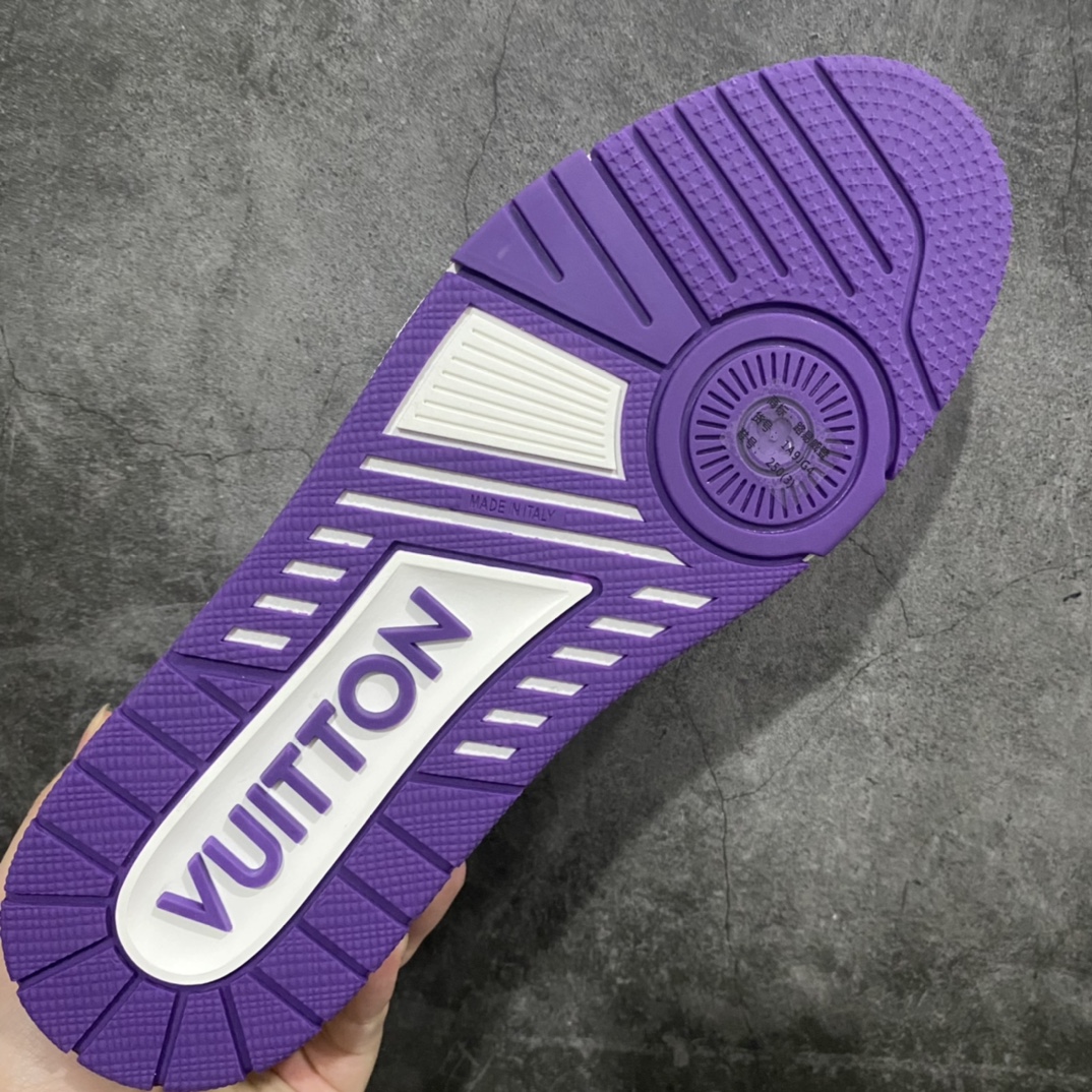 [Top-grade non-adhesive version] LV Trainer series high-end luxury sports shoes white and purple 3D printed model available on the same day