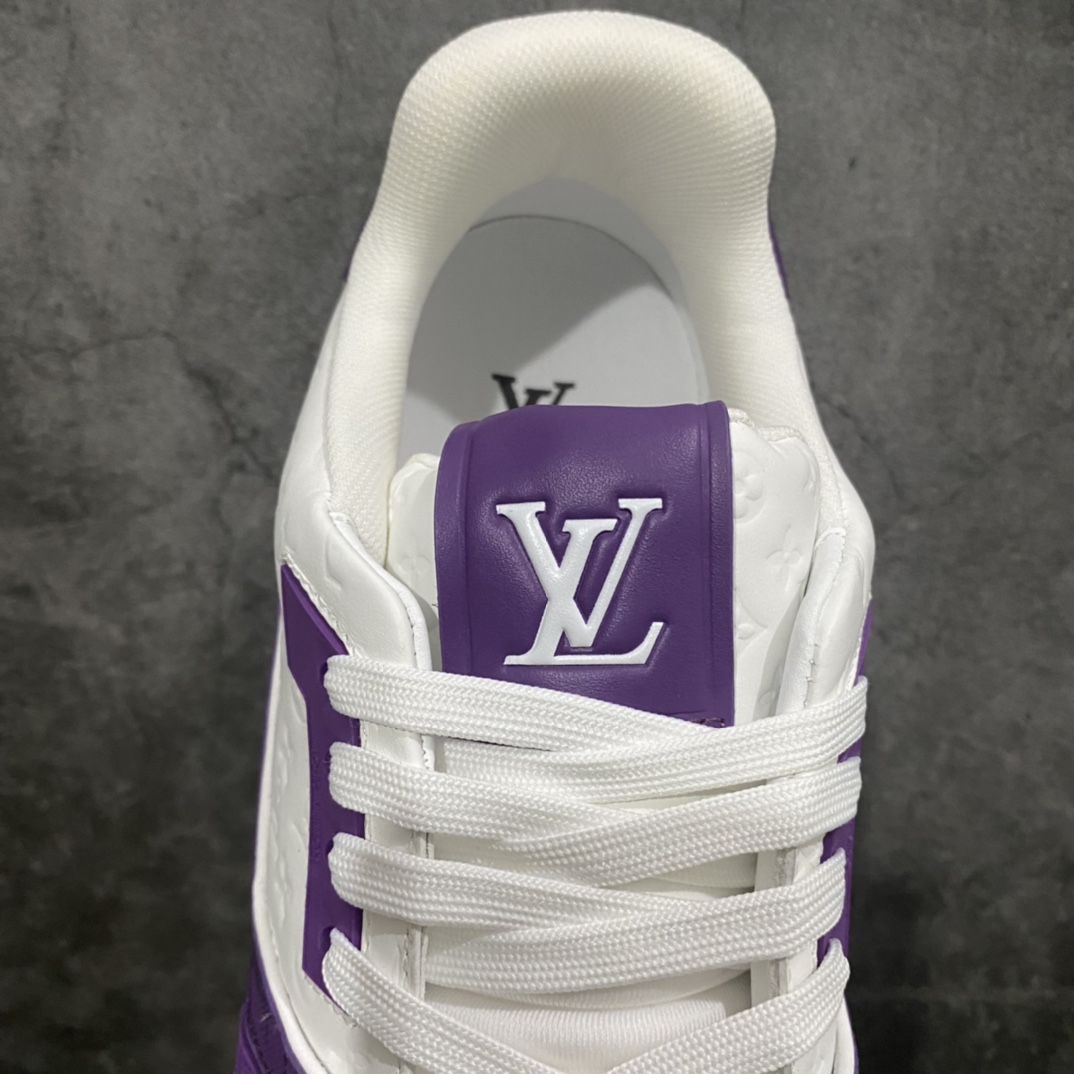 [Top-grade non-adhesive version] LV Trainer series high-end luxury sports shoes white and purple 3D printed model available on the same day