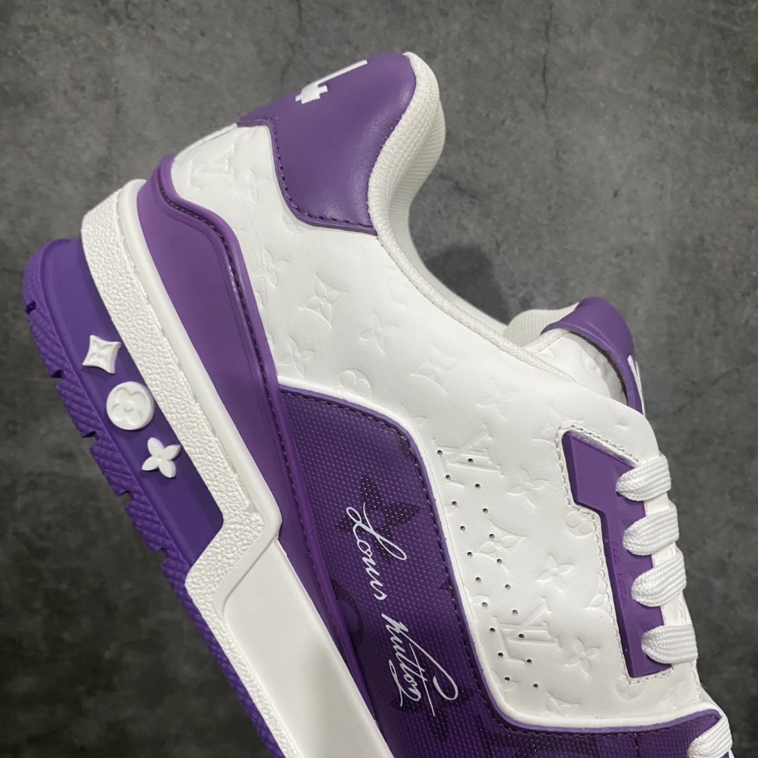 [Top-grade non-adhesive version] LV Trainer series high-end luxury sports shoes white and purple 3D printed model available on the same day