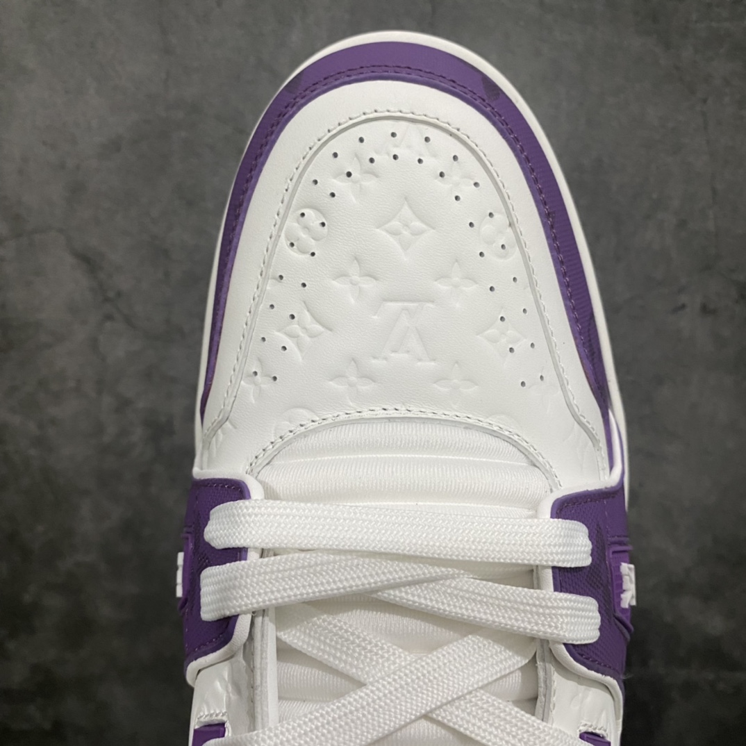 [Top-grade non-adhesive version] LV Trainer series high-end luxury sports shoes white and purple 3D printed model available on the same day