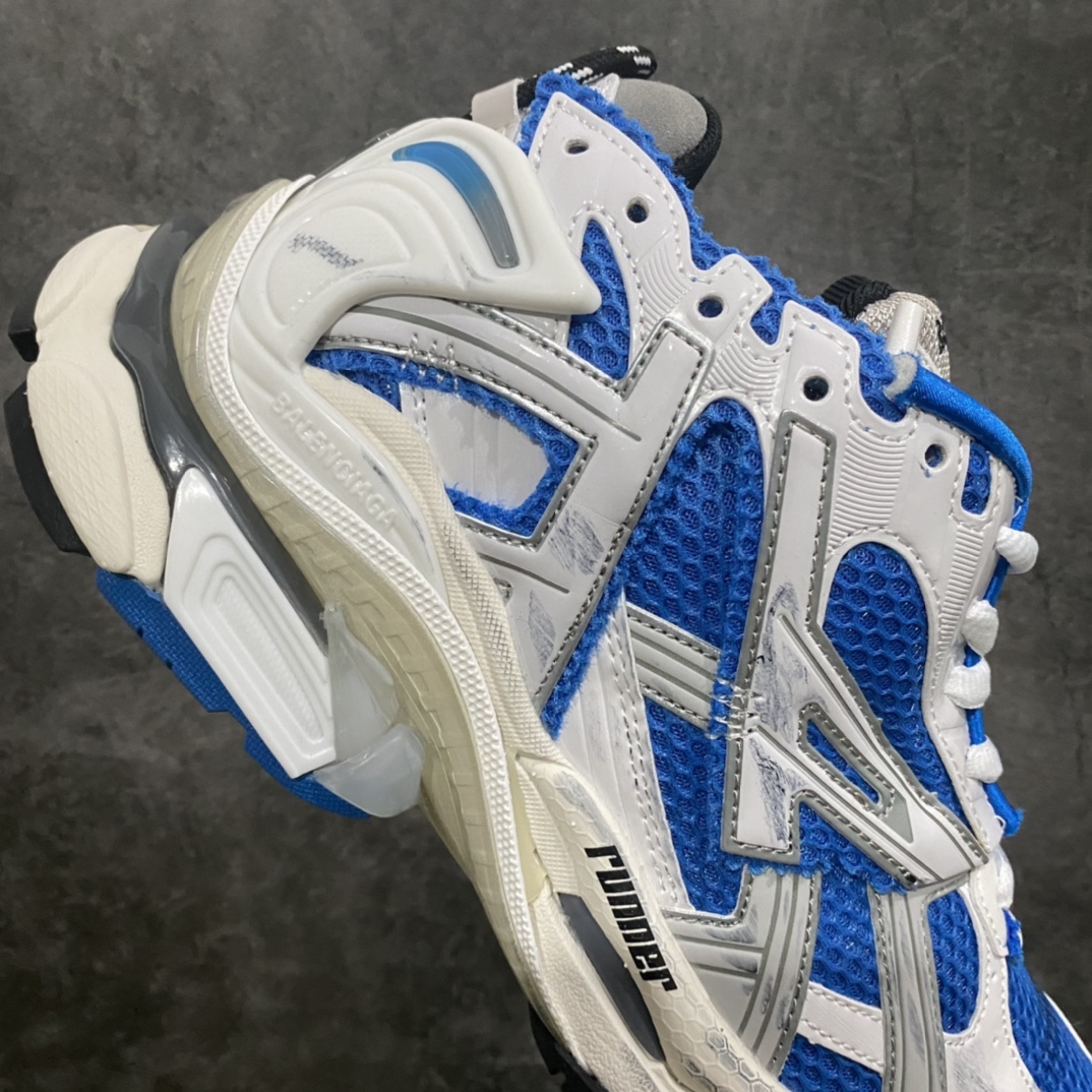 [OK Version] BALENCIAGA Runner Seventh Generation New Color White and Blue Old Fashioned