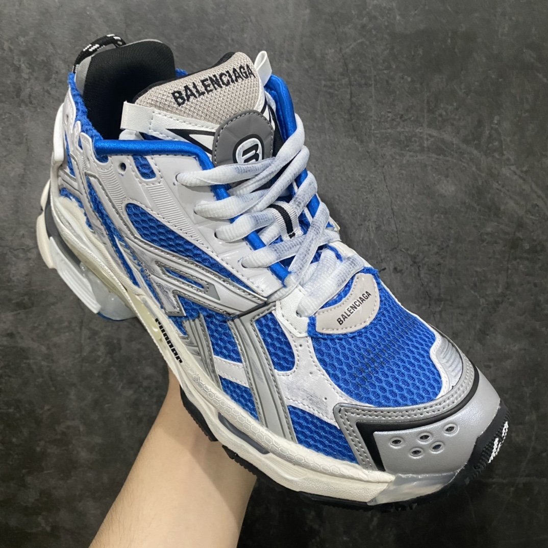 [OK Version] BALENCIAGA Runner Seventh Generation New Color White and Blue Old Fashioned