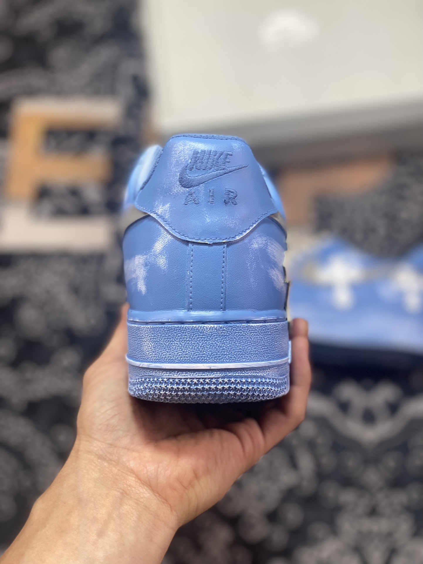 Nike Air Force 1'07 Low ”Tannin Blue/White Chrome Hearts” Air Force One sneakers ”dip-dyed blue and white old splashed ink Chrome Hearts” 315122-111