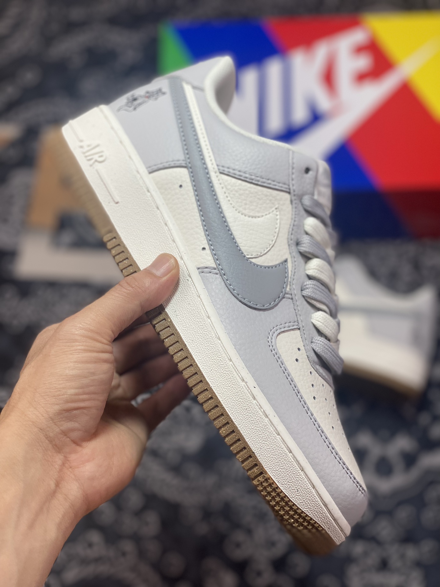 Nike Air Force 1'07 Low”85 Double Swoosh/Beige/Wolf Grey” Air Force One sneakers ”leather light gray beige Wolf double hook” CC2569-088