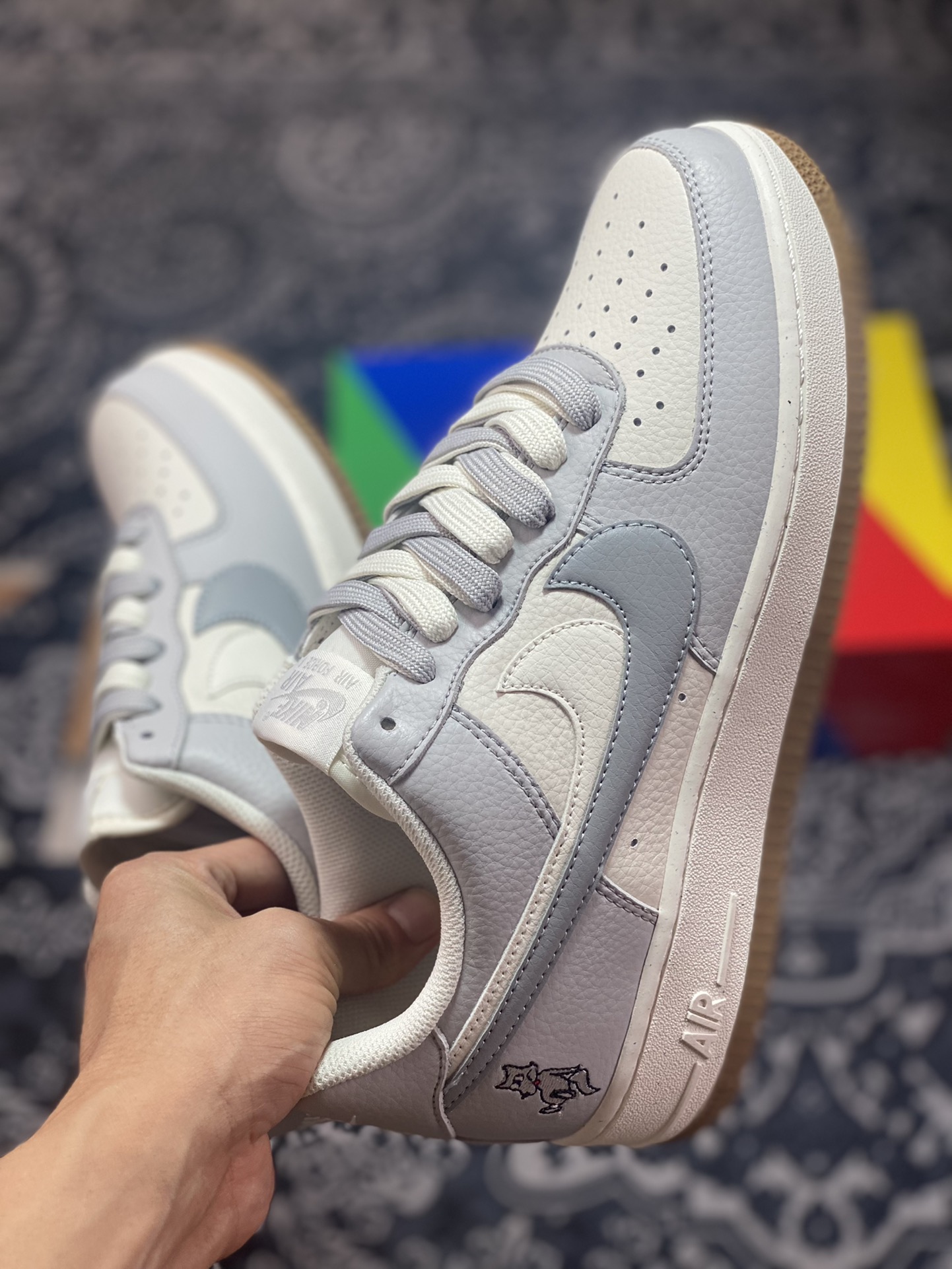 Nike Air Force 1'07 Low”85 Double Swoosh/Beige/Wolf Grey” Air Force One sneakers ”leather light gray beige Wolf double hook” CC2569-088