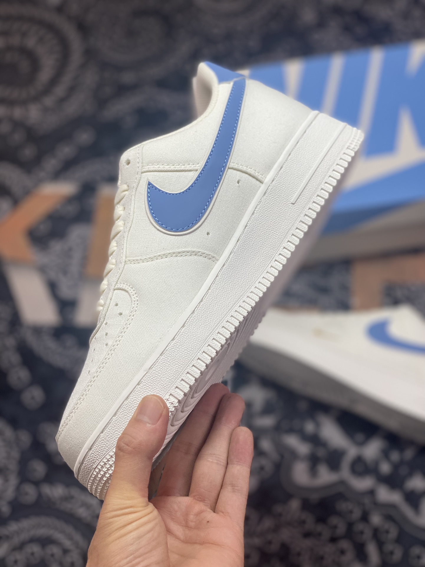 Original grade NIke Air Force 1 '07 m blue gold cloth Air Force 1 low-top casual sneakers MN5696-209