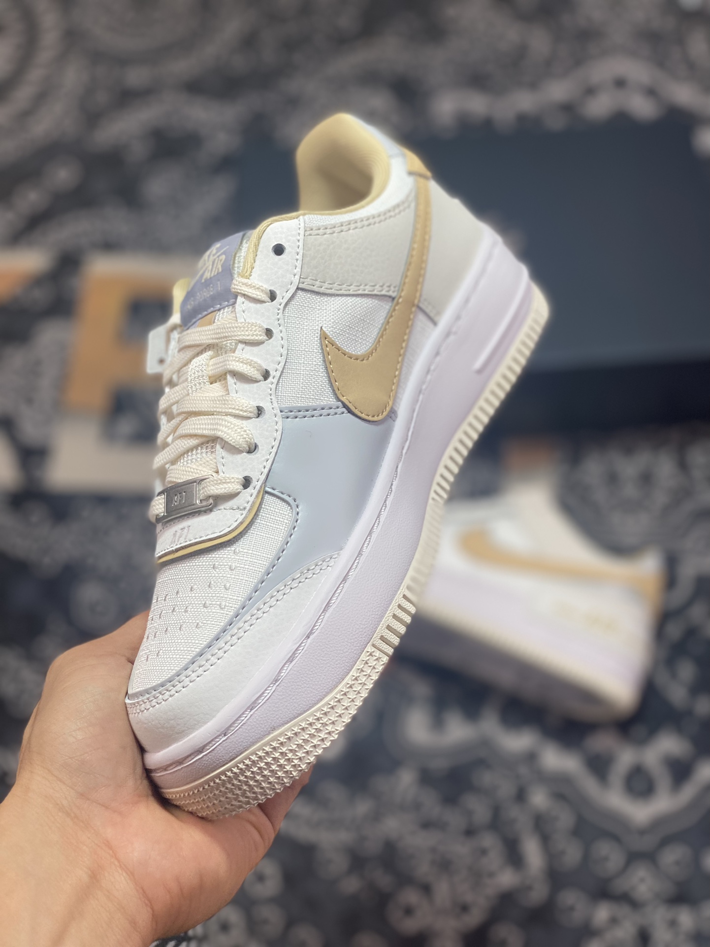 Nike WMNS Air Force 1 Shadow ”Sail Tan” Air Force One sneakers ”white gray milk tea yellow” DV7449-100