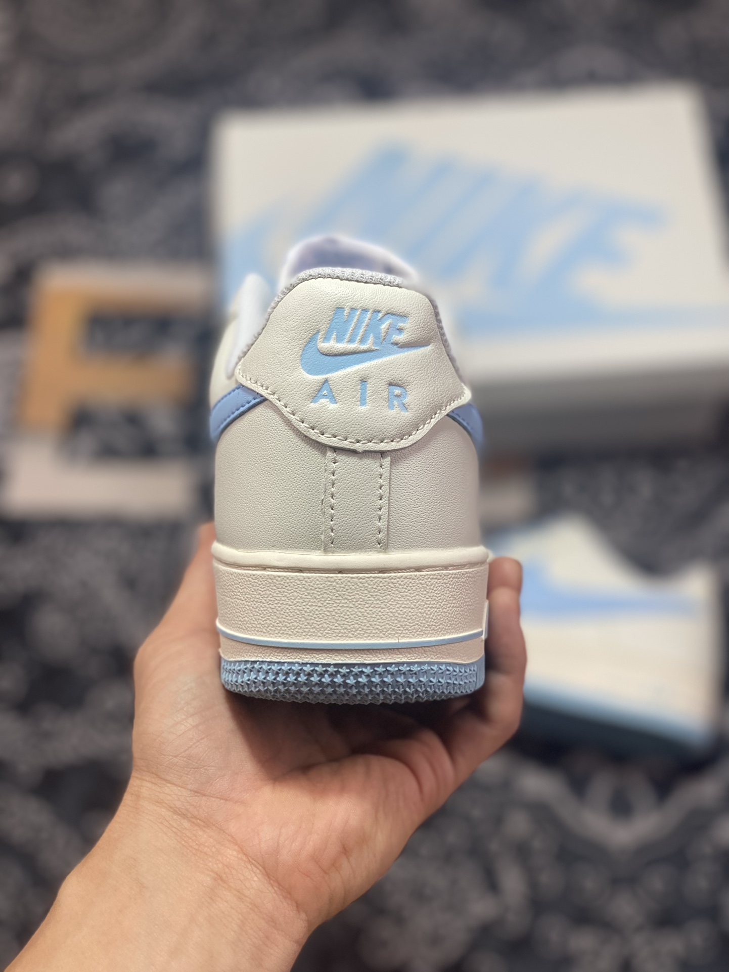 Original grade Air Force 1 '07 Low White Light Blue Swoosh SP0758-031